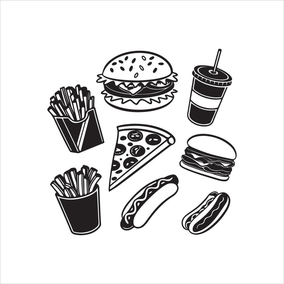 Fast Food Silhouette Clipart vector