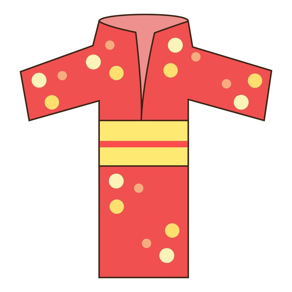 A red kimono with yellow dots on it vector