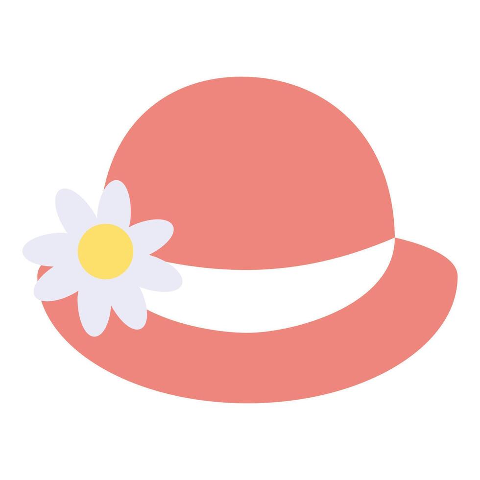A pink hat with a daisy on it vector