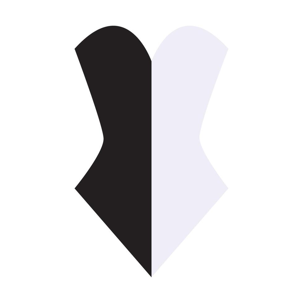 A black and white corset with a white heart vector