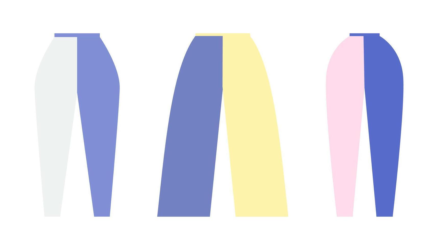 Four different colored pants on a white background vector