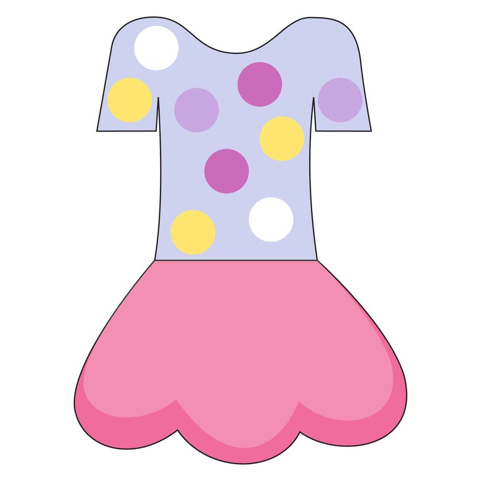 A cartoon dress with polka dots on it vector