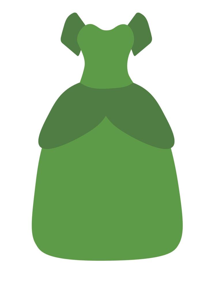 Beautiful fairy tale princess green dress. Children illustration. Flat. vector