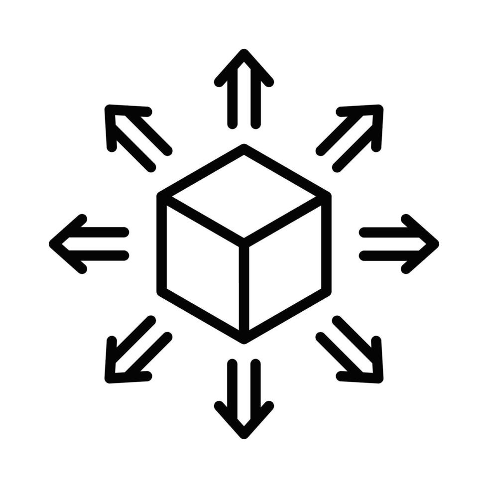 A cube surrounded by arrows and arrows vector