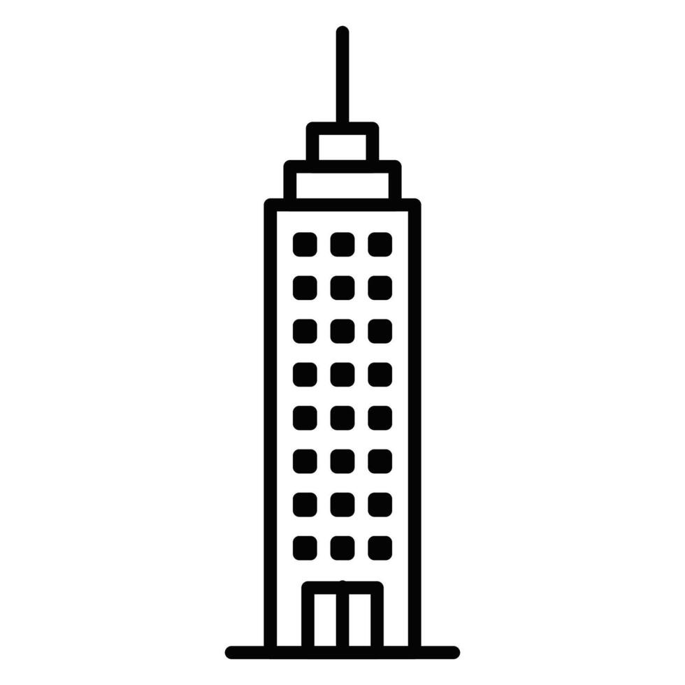 A black and white illustration of a tall building vector