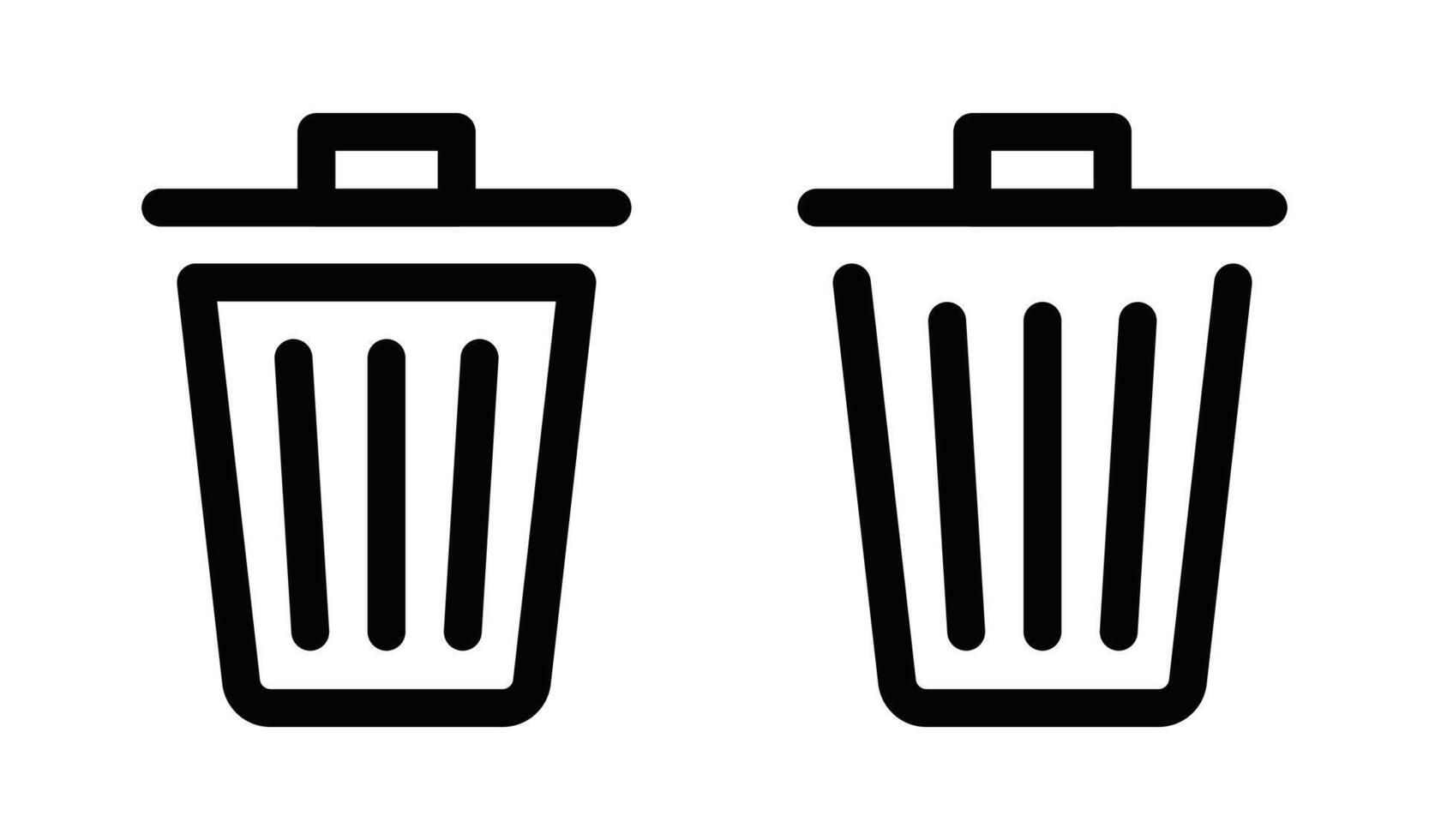 Two trash cans are shown in black and white vector