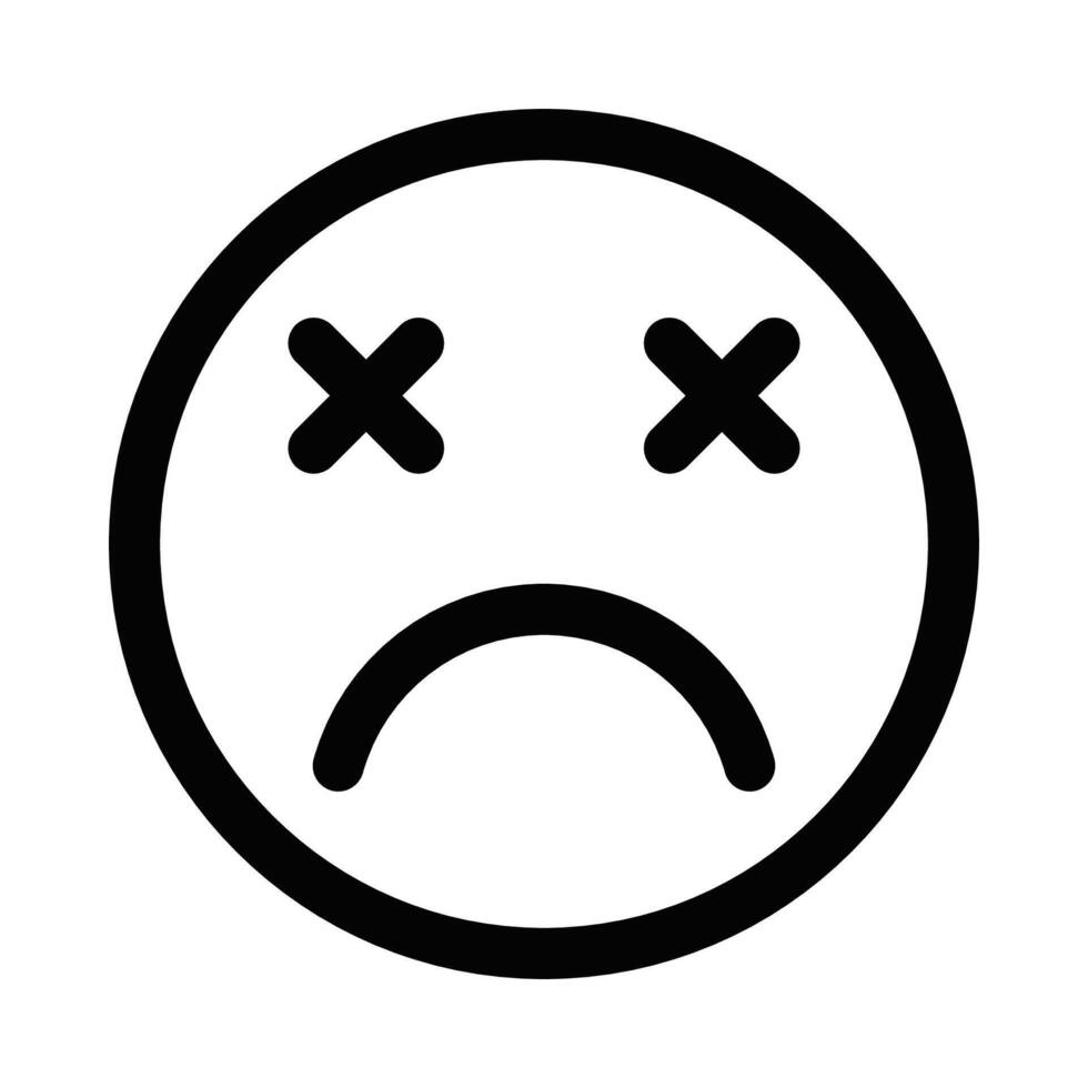 A black and white emoticor with a sad face vector