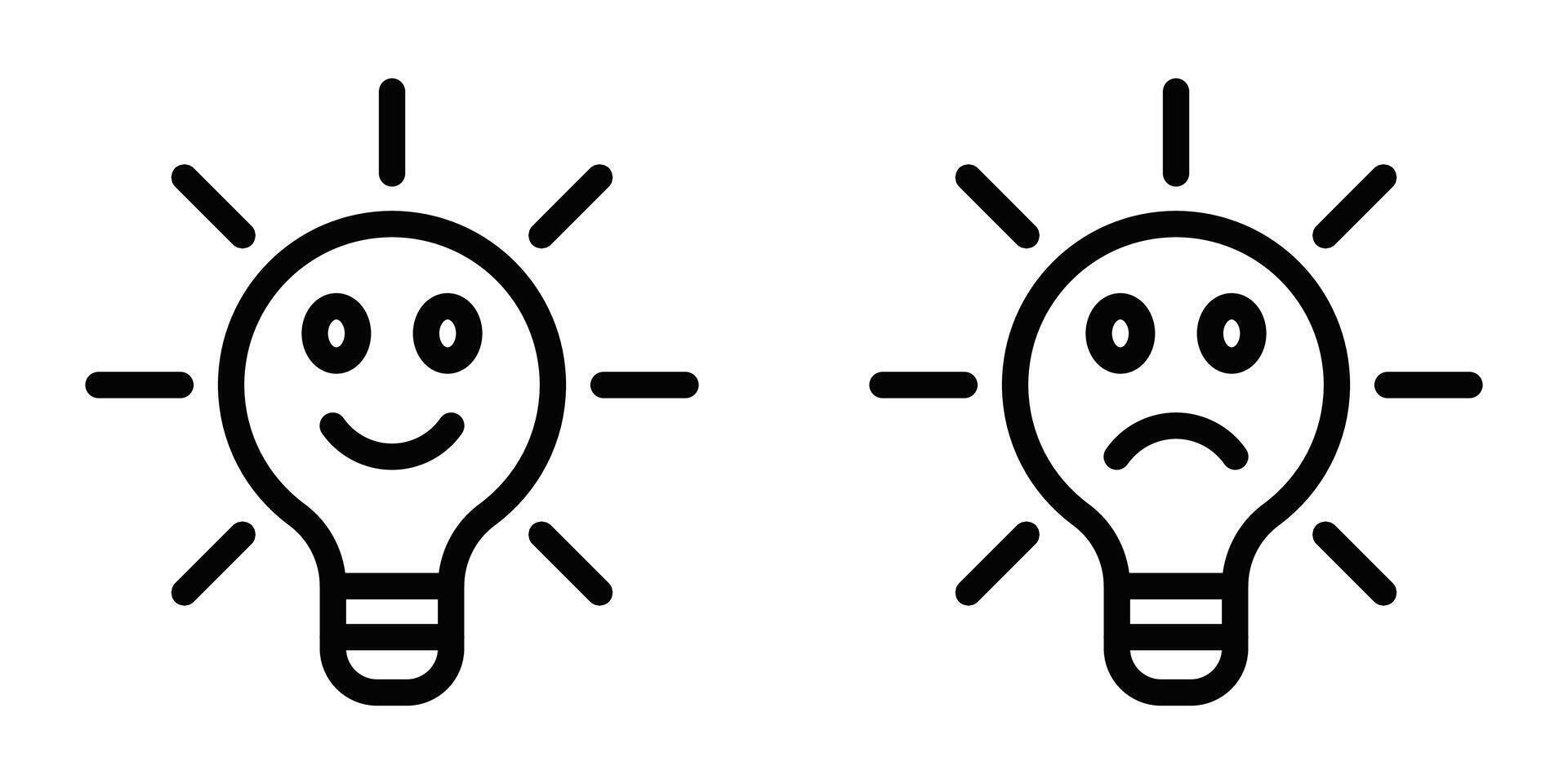Two light bulbs with faces and smiley faces vector