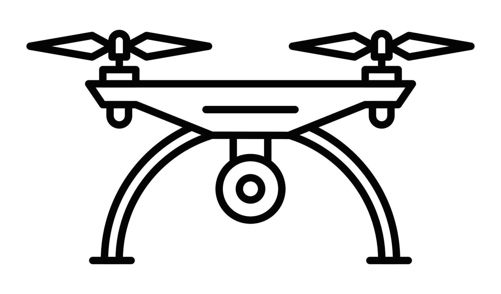 A black and white illustration of a drone. vector