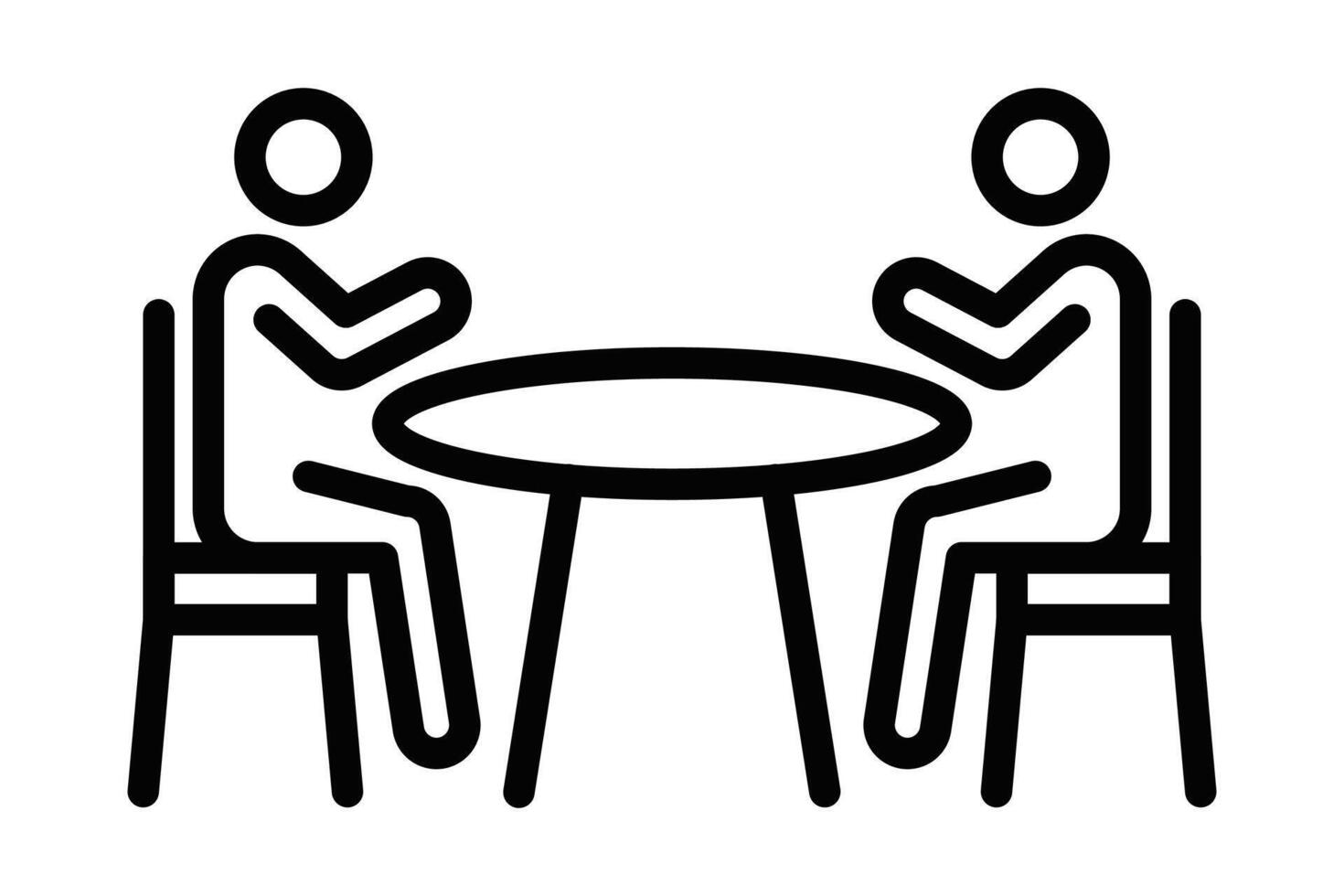 Two people sitting at a table with a table and chairs vector