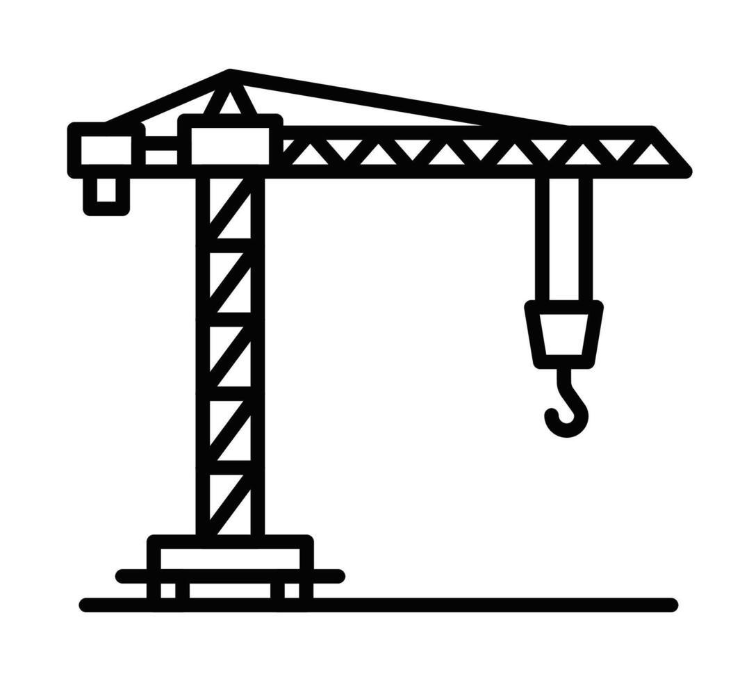 A black and white illustration of a crane vector
