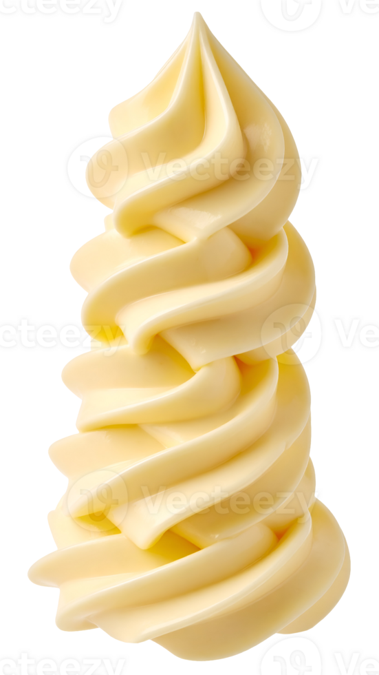 realistic swirl of creamy mayonnaise topping with wavy texture on isolated background for food advertising and culinary design png