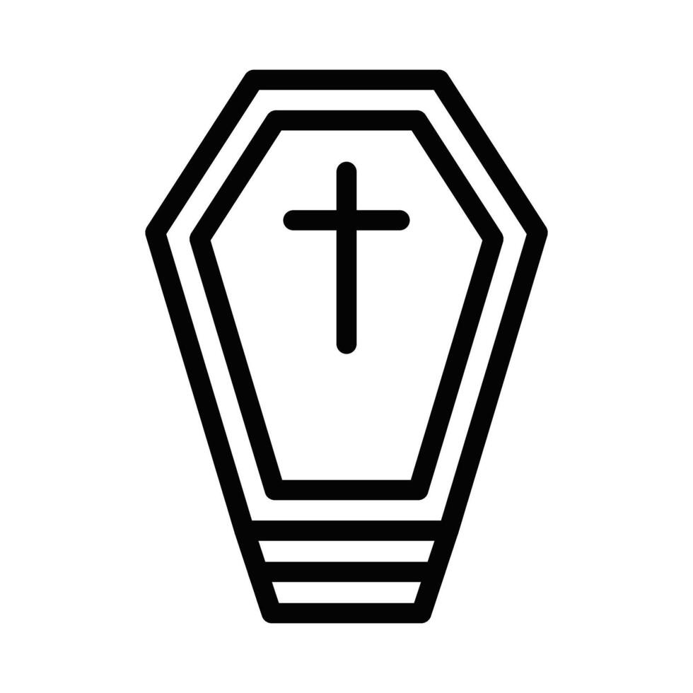 A black and white image of a coffin with a cross on it vector