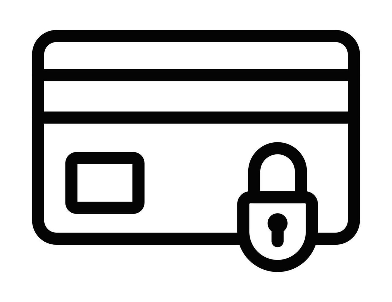 Credit card icon with padlock for security. Editable stroke. vector