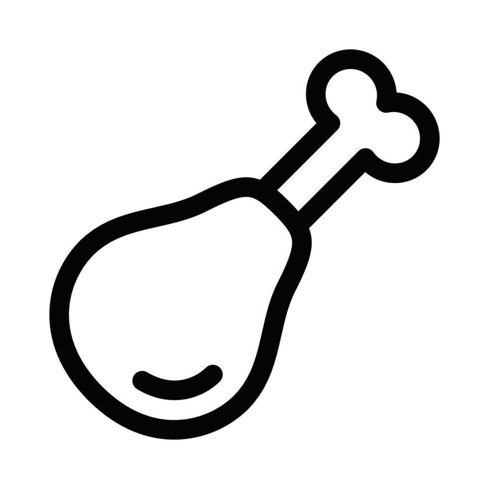 A black and white line drawing of a meat bone vector