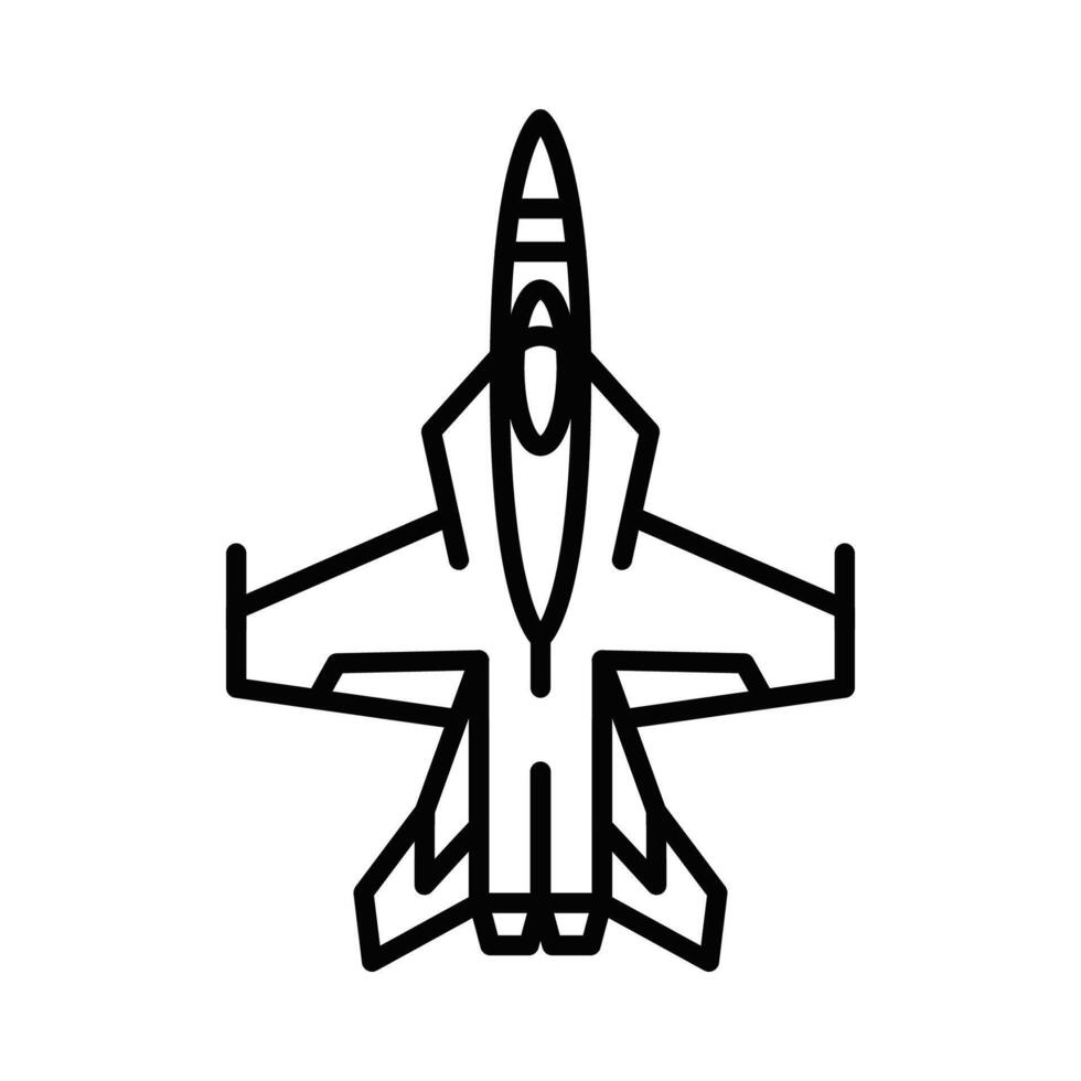 A fighter jet is shown in a line drawing vector