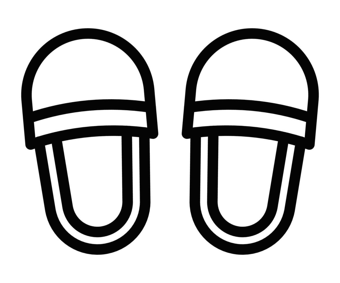 Two black slippers on a white background vector