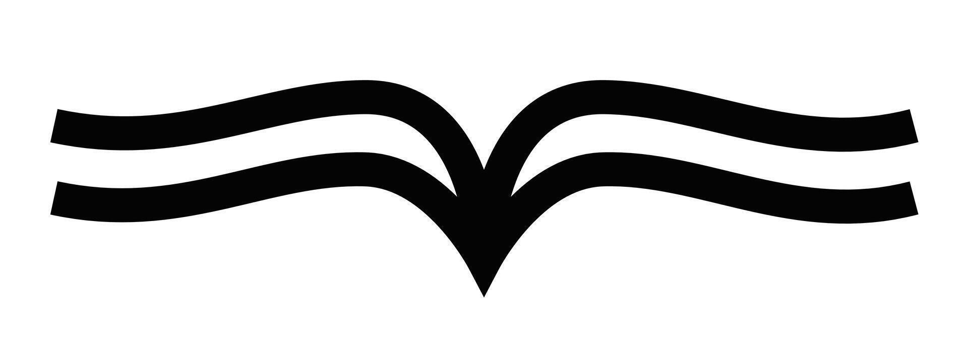 A black and white logo of a wave vector