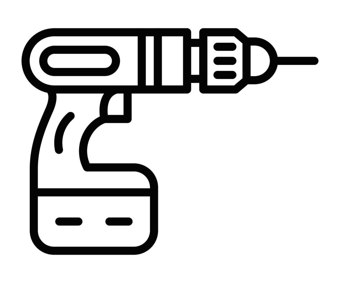 A black and white illustration of a drill vector