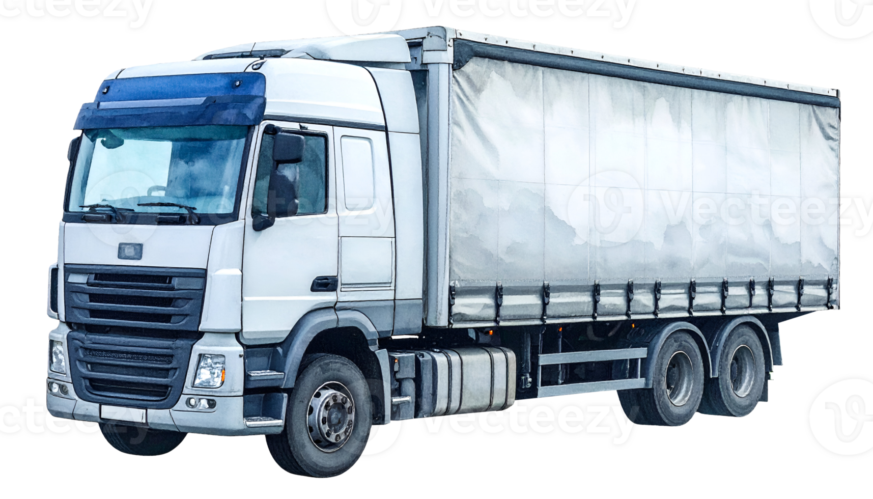 watercolor illustration of a large cargo truck, hand painted and isolated on transparent background png