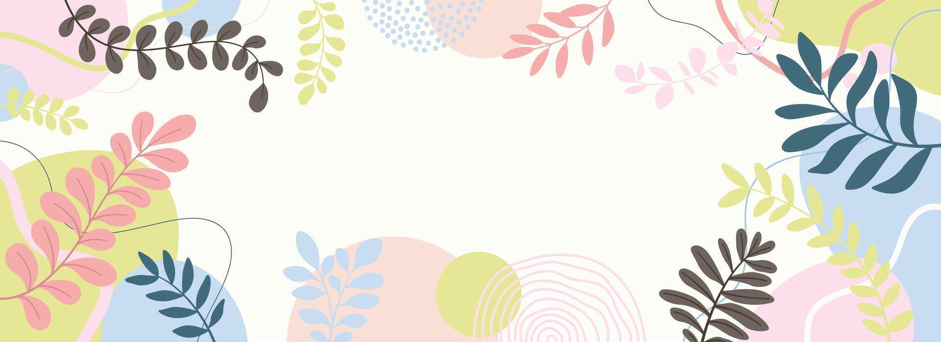 Spring art drawing with abstract shape. vector