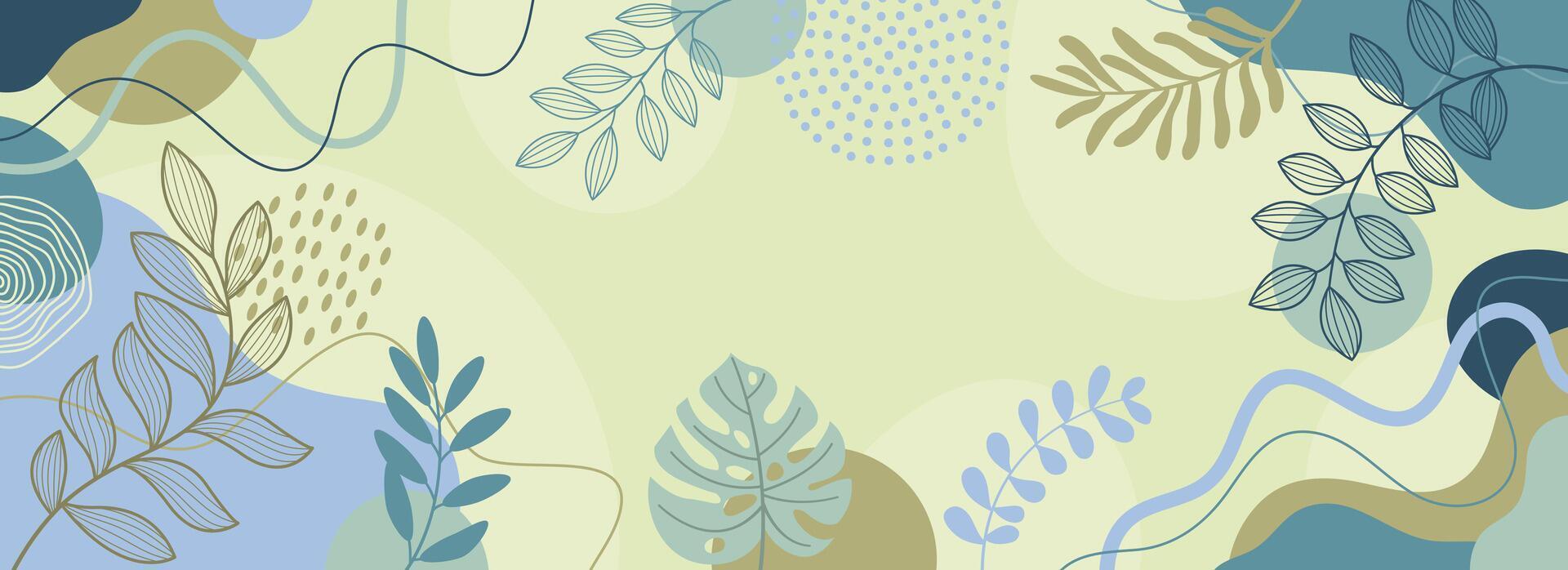 Spring background design. Line art drawing with abstract shape vector