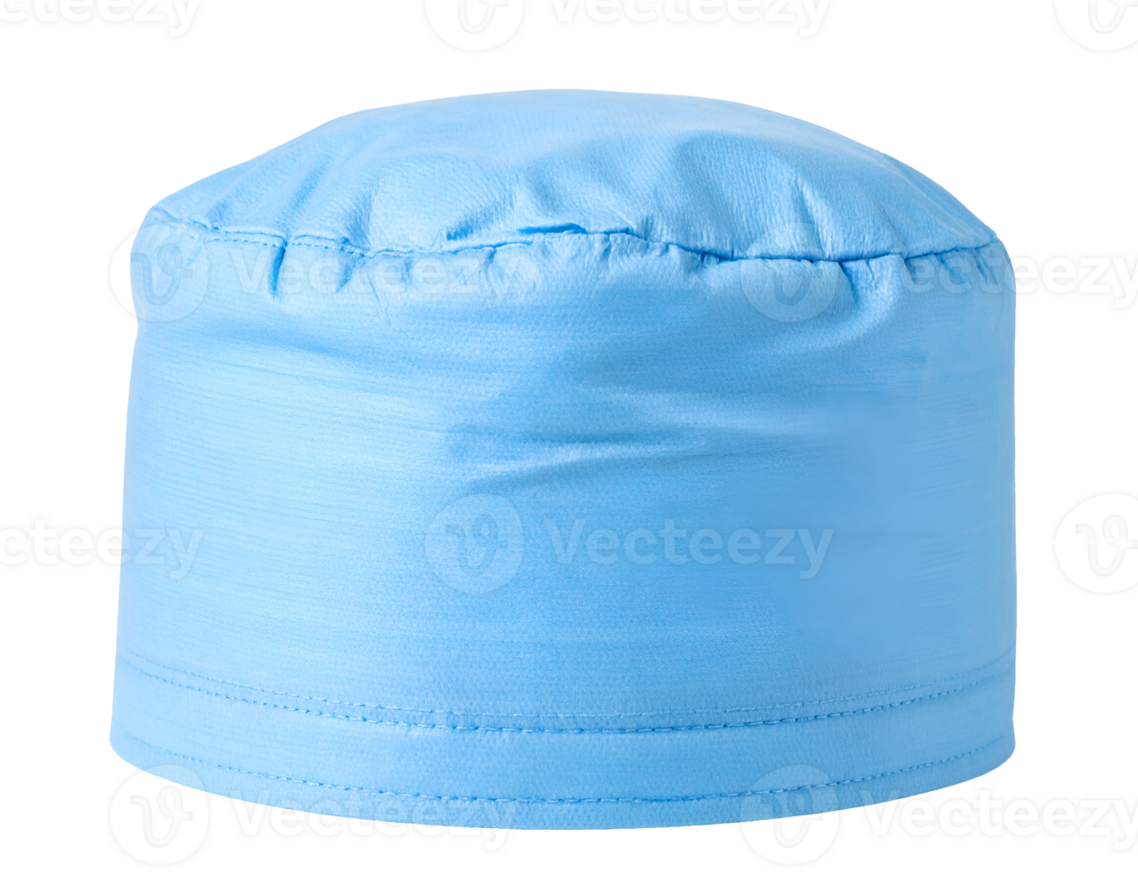 realistic medical dentist or surgical cap in light blue fabric, isolated on transparent background, professional healthcare accessory for hospital or lab use png
