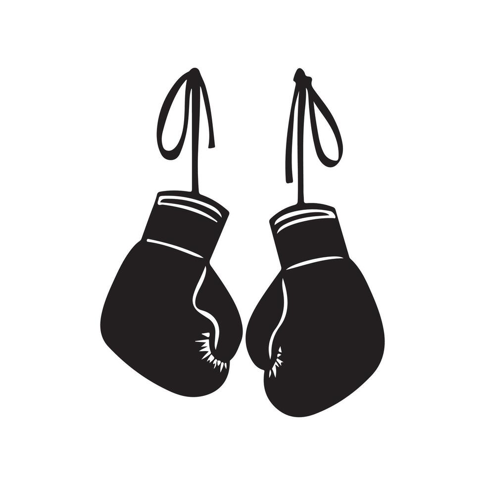 Two boxing gloves are hanging on a white background vector