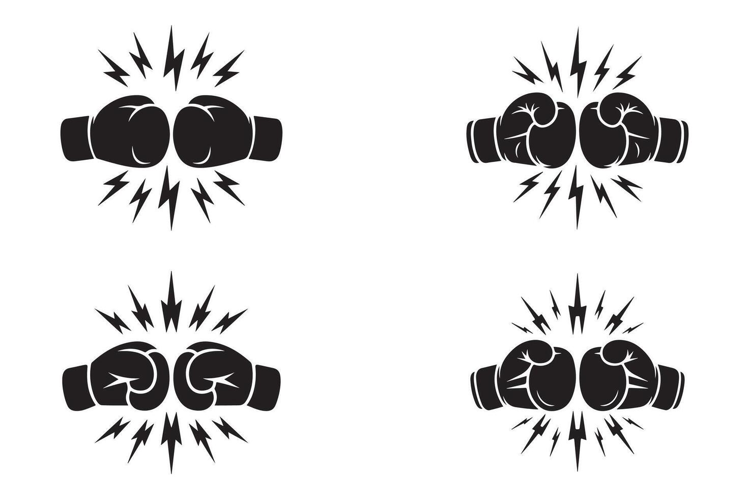 Four boxing gloves with lightning bolts on them vector