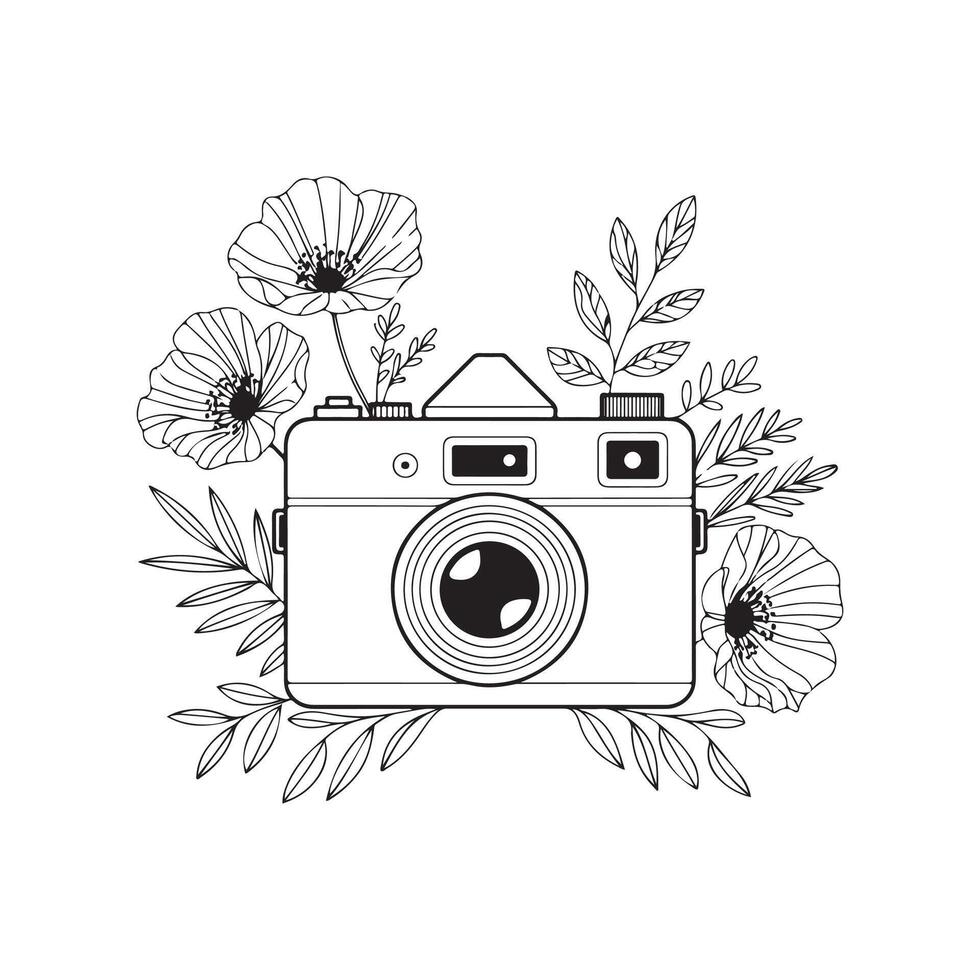 High Resolution Camera Illustration Detailed Design for Photography Projects vector