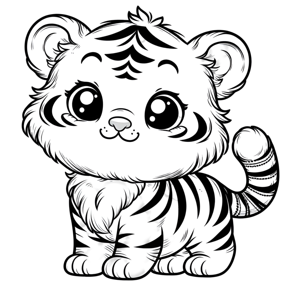 Cartoon Tiger Coloring png