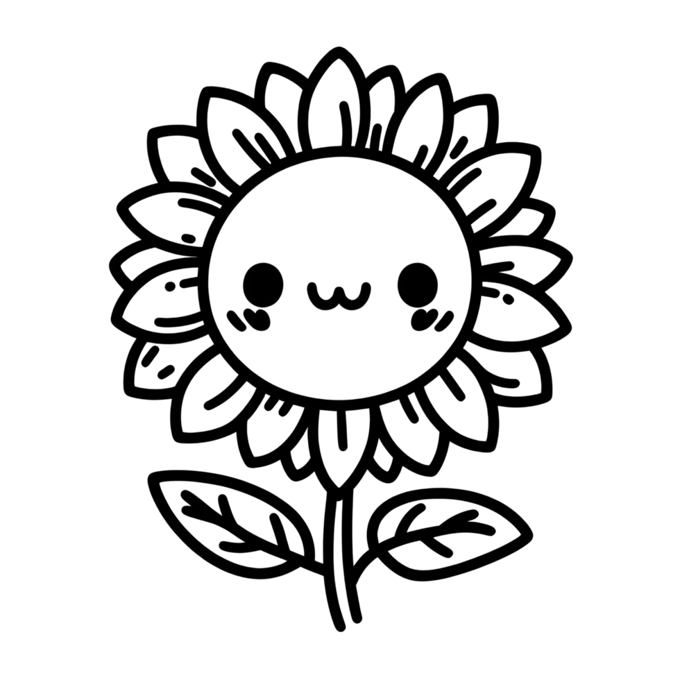 Happy Sunflower Doodle png