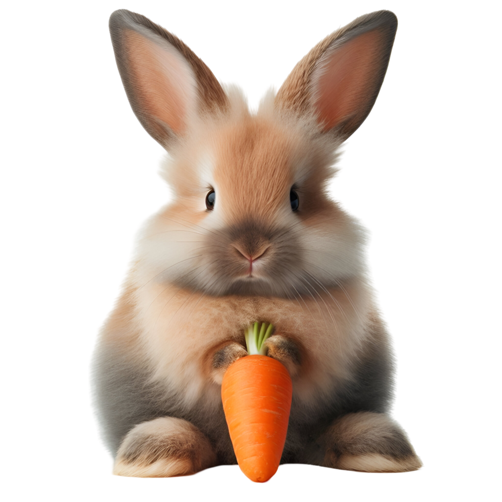 Fluffy Bunny Holding Carrot png