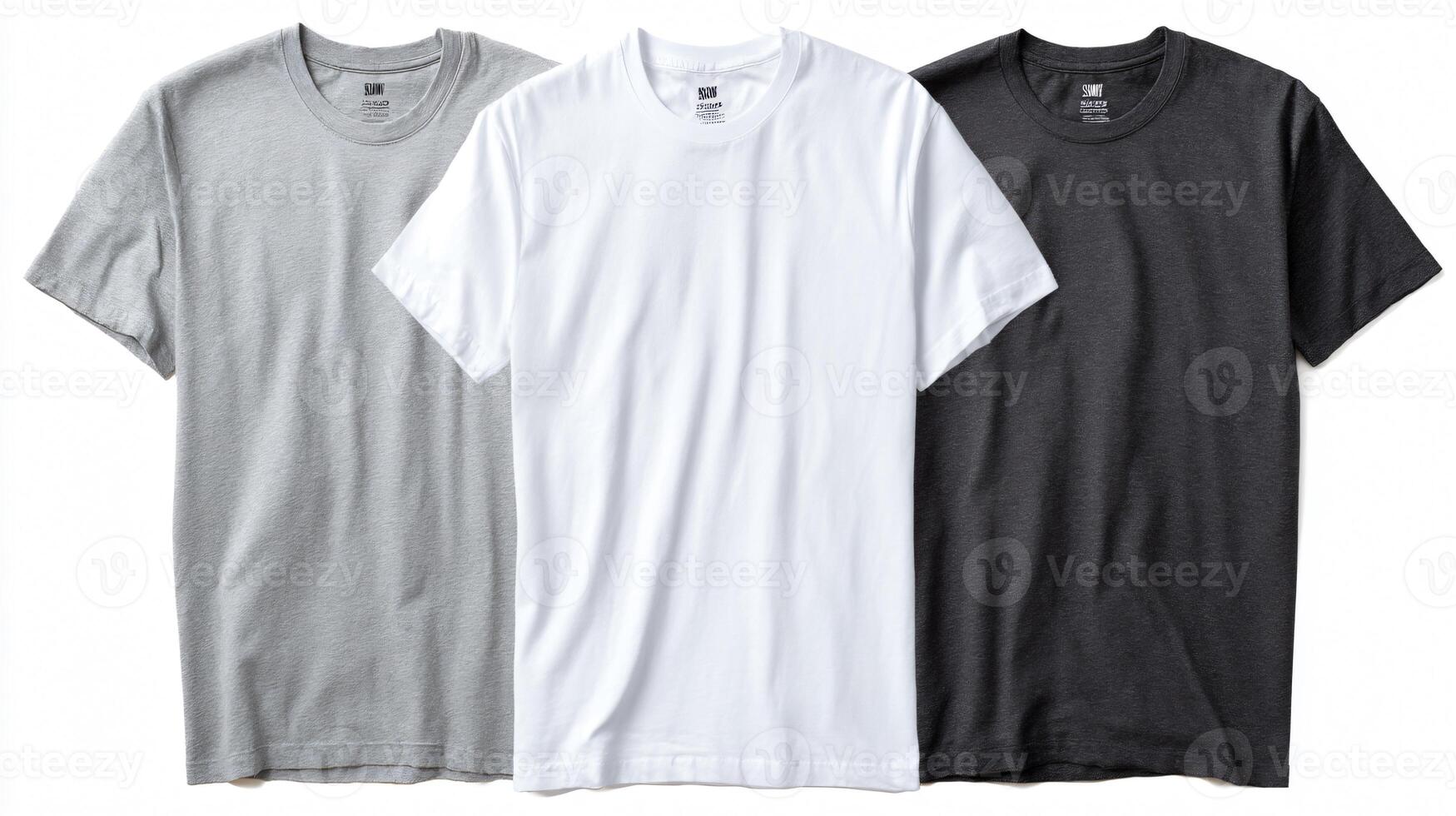 Assorted Plain T-Shirts on White Background - Versatile and Stylish Apparel Collection for Branding Campaigns photo