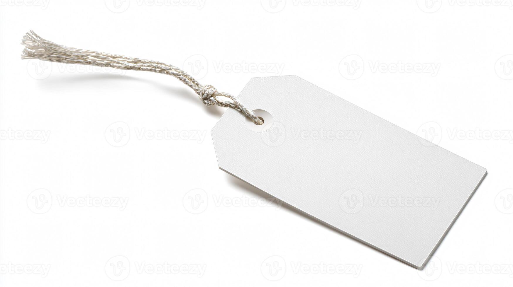 Professional Blank White Tag Isolated on Background for Advertising Designers photo