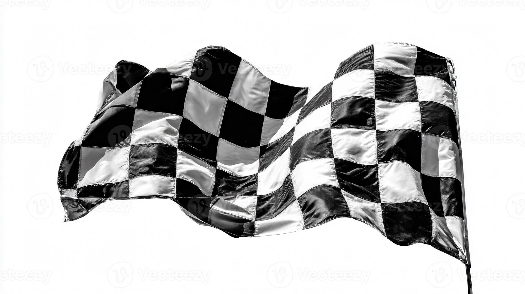 Dynamic Black and White Checkered Flag Fluttering in the Wind photo