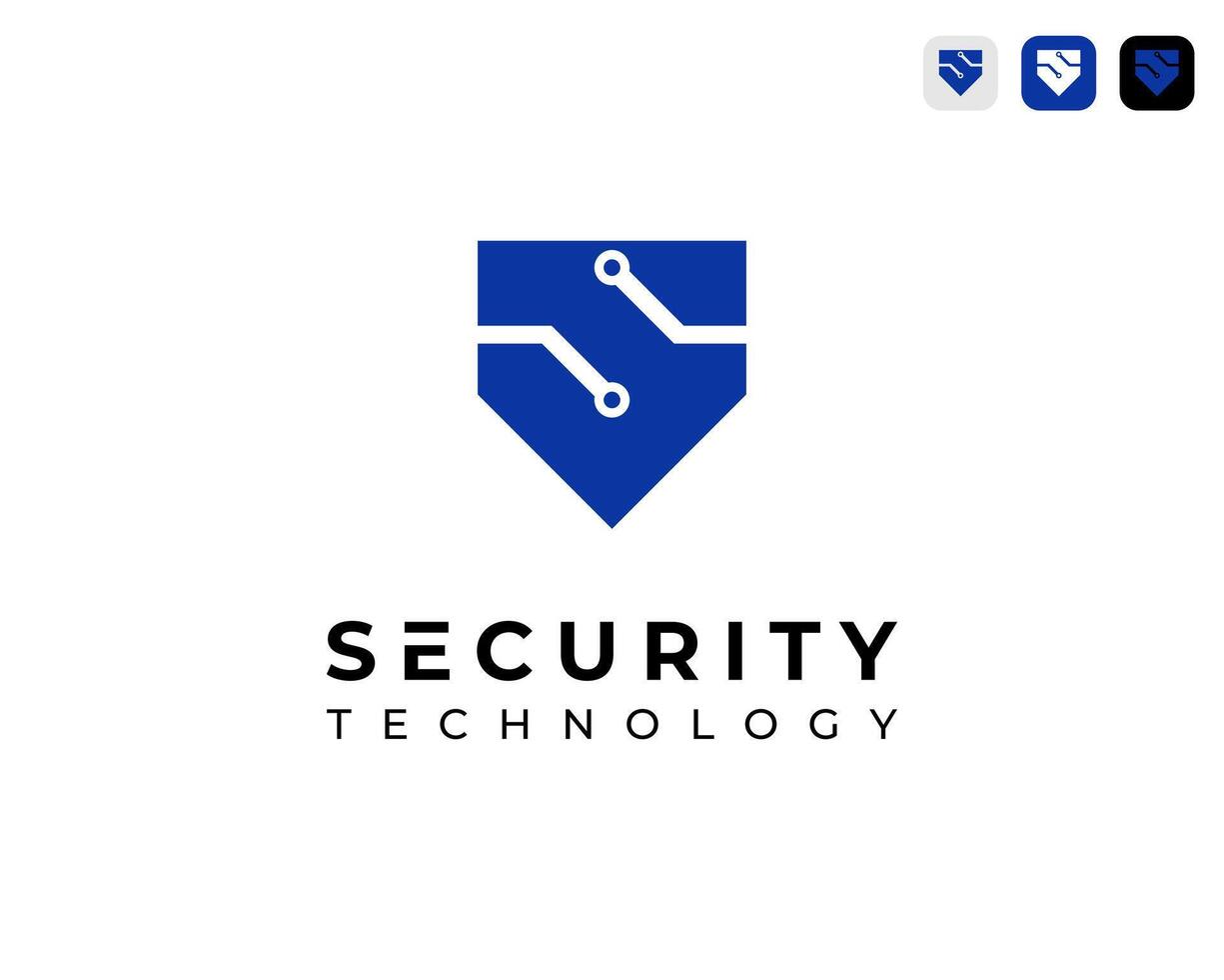 Letter S Shield Protection Tech For Cyber Security Technology Logo Design Illustration vector