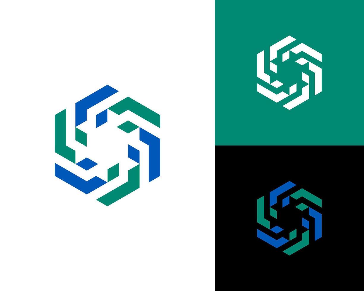 Hexagon Abstract Geometric Line Symmetry Shape With Modern Concept Logo Design Illustration vector