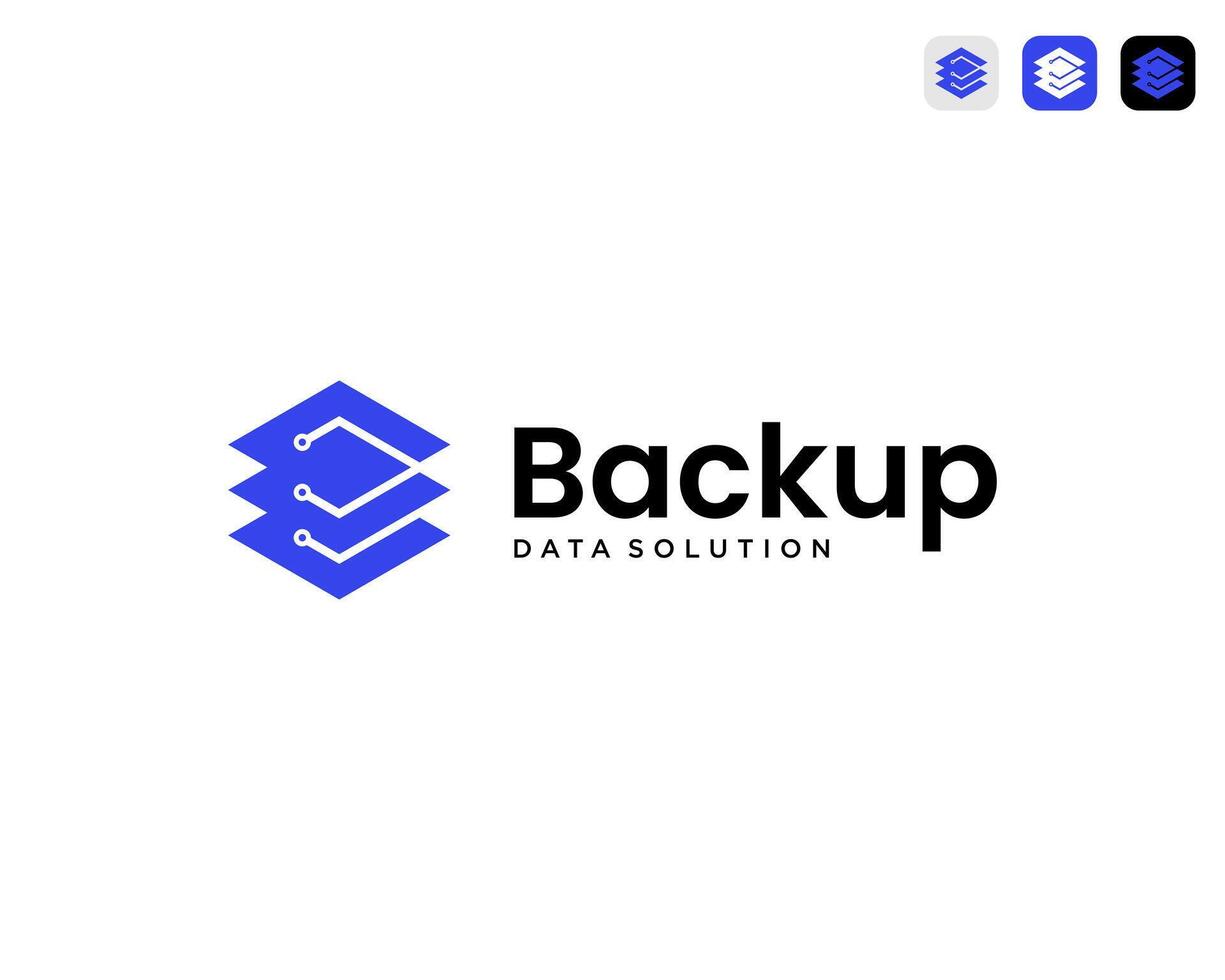 Backup Data Storage Tech Server For Database Protection Technology Logo Design Illustration vector