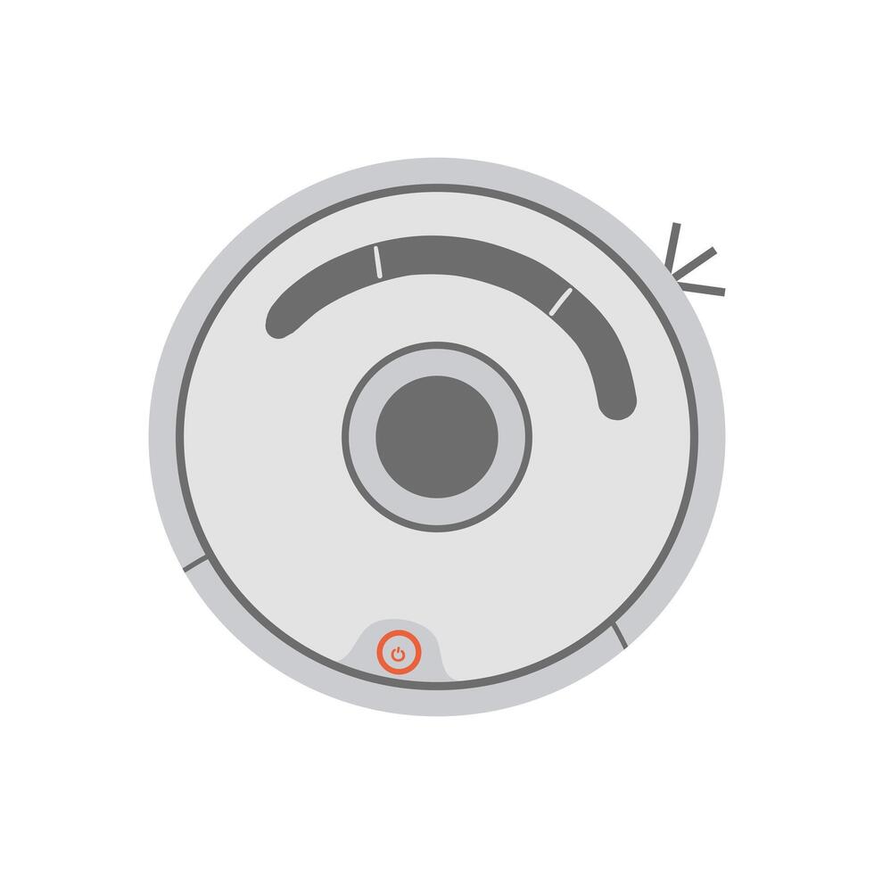 Robot Vacuum Cleaner, Smart Wireless Robotic Household Appliance Isolated On White Automatic Machine With Remote Control and Artificial Intelligence. Illustration vector
