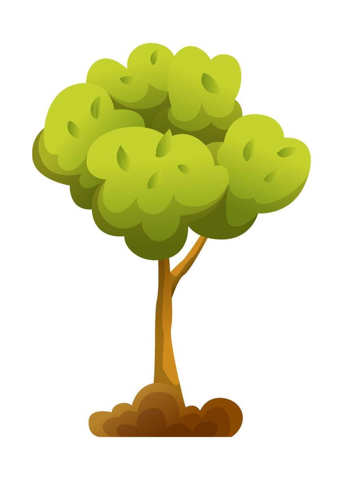 Cartoon of a tree with green leaves on a white background vector