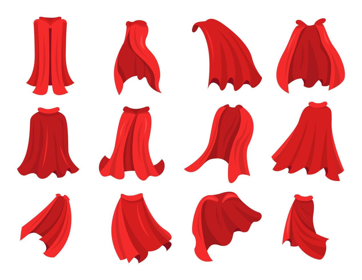 Red Superhero Capes Perfect for Creative Designs, Artistic Illustrations, and More vector