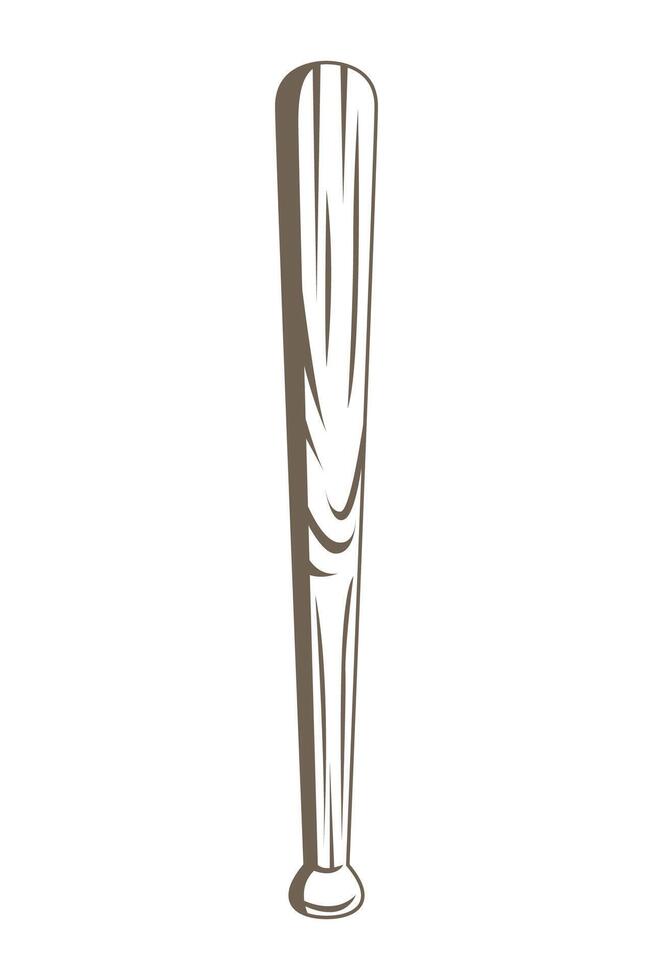 A black and white drawing of a baseball bat on white background vector