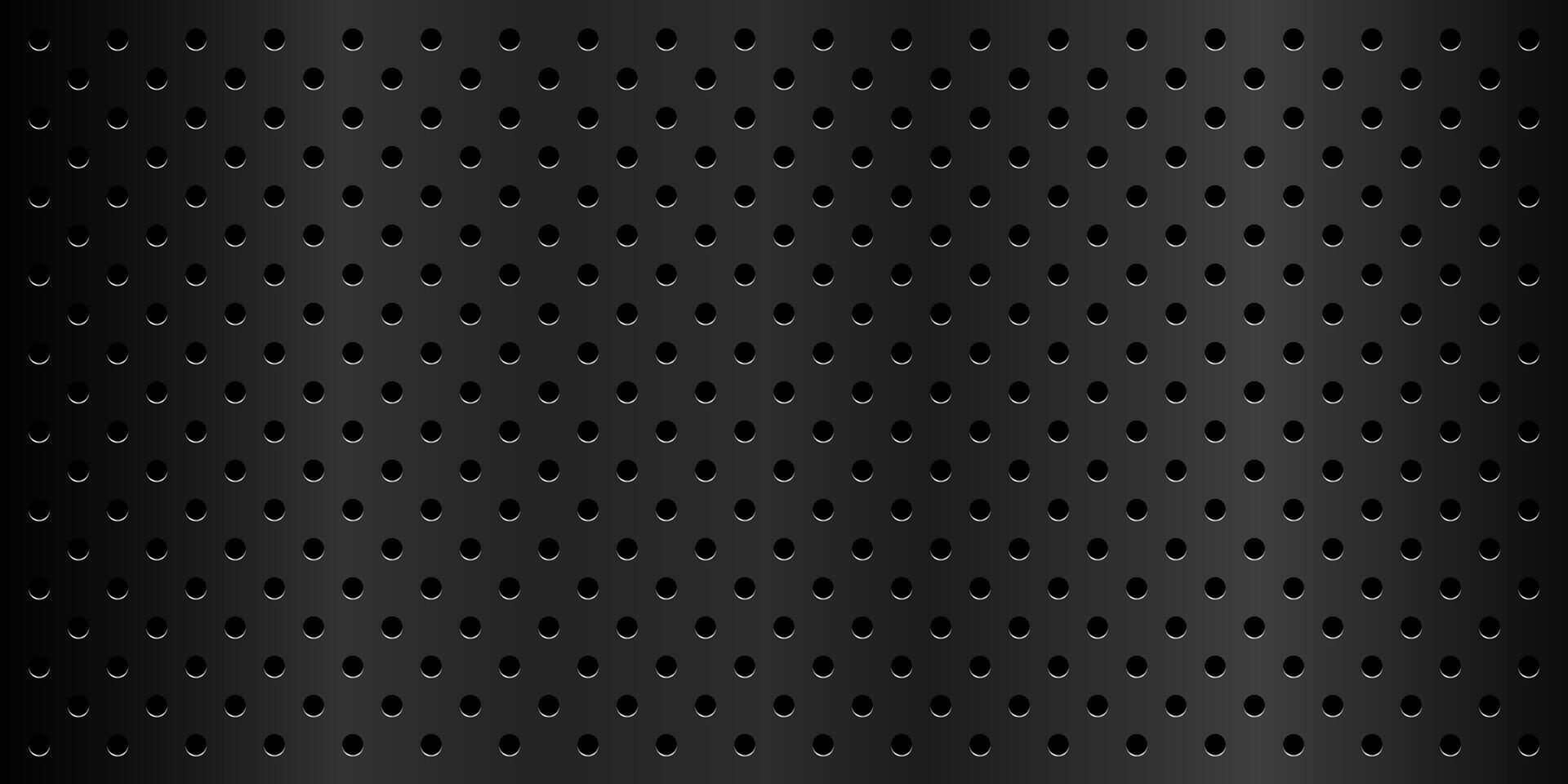 Black metal peg board perforated texture background material with oval holes seamless pattern. vector