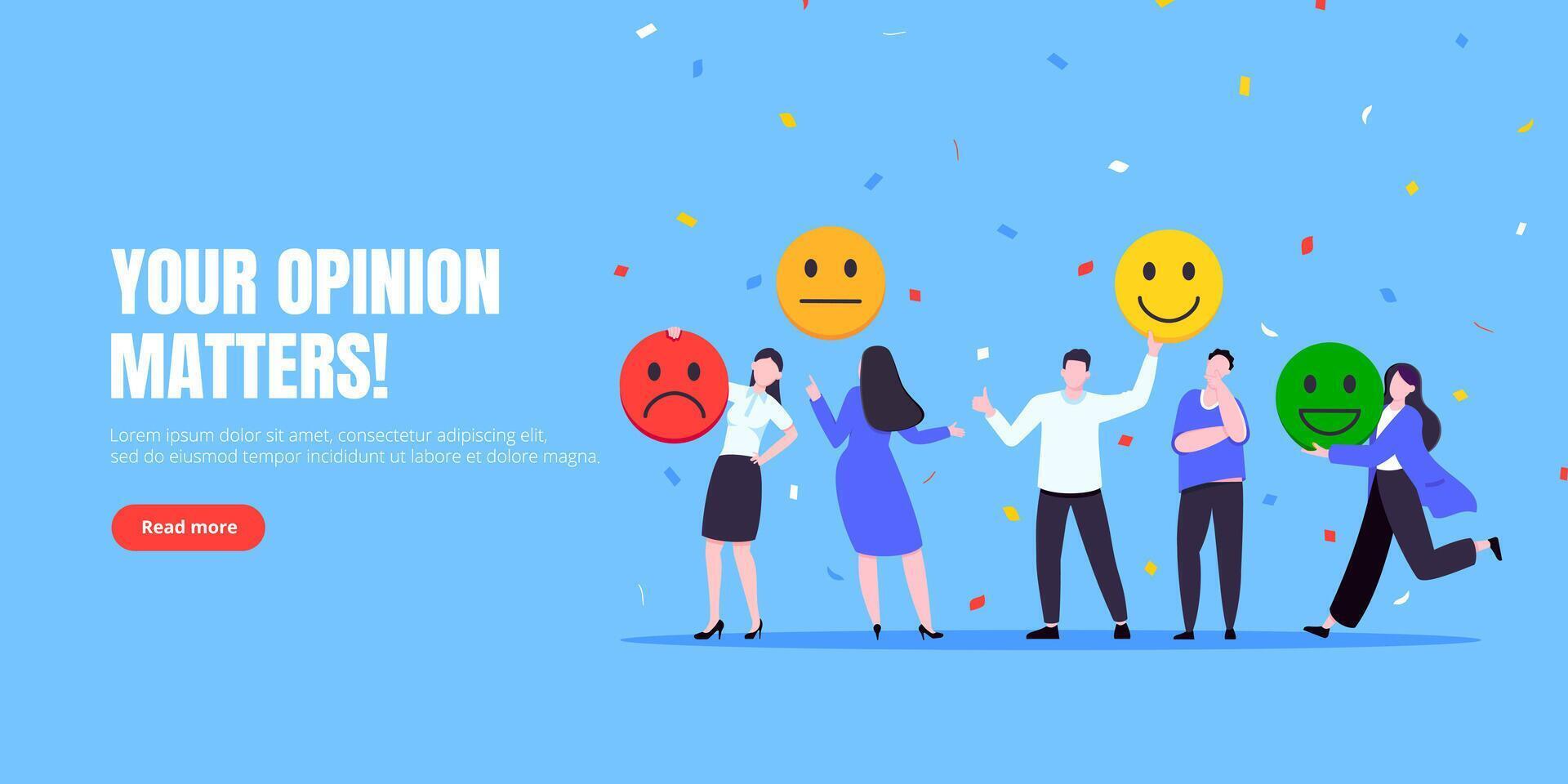 Employee hr satisfaction attitude survey feedback business concept flat style illustration. vector