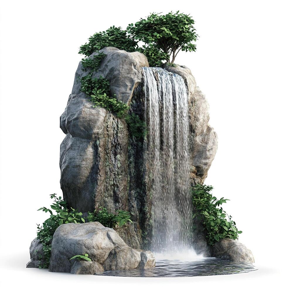 Majestic cascading waterfall surrounded by lush greenery photo