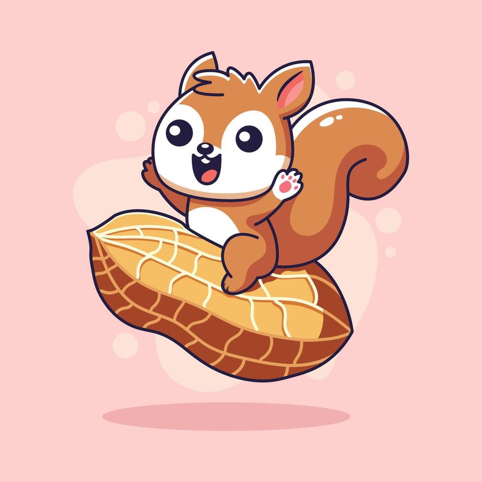 cute cartoon flying squirrel with nuts. illustration vector