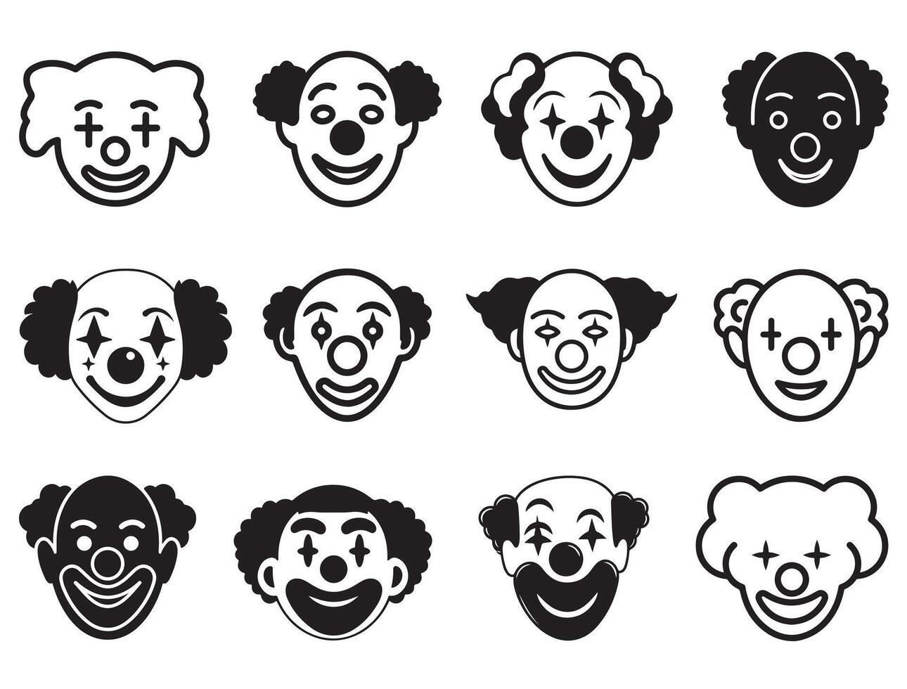 FUNNY CLOWN FACE SILHOUETTE vector