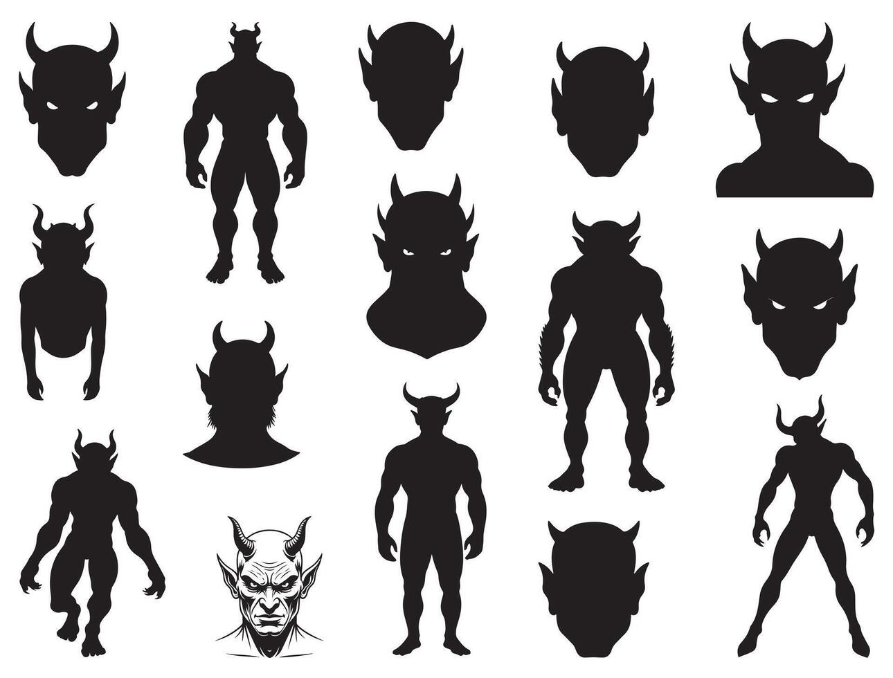 Demon silhouette white background vector