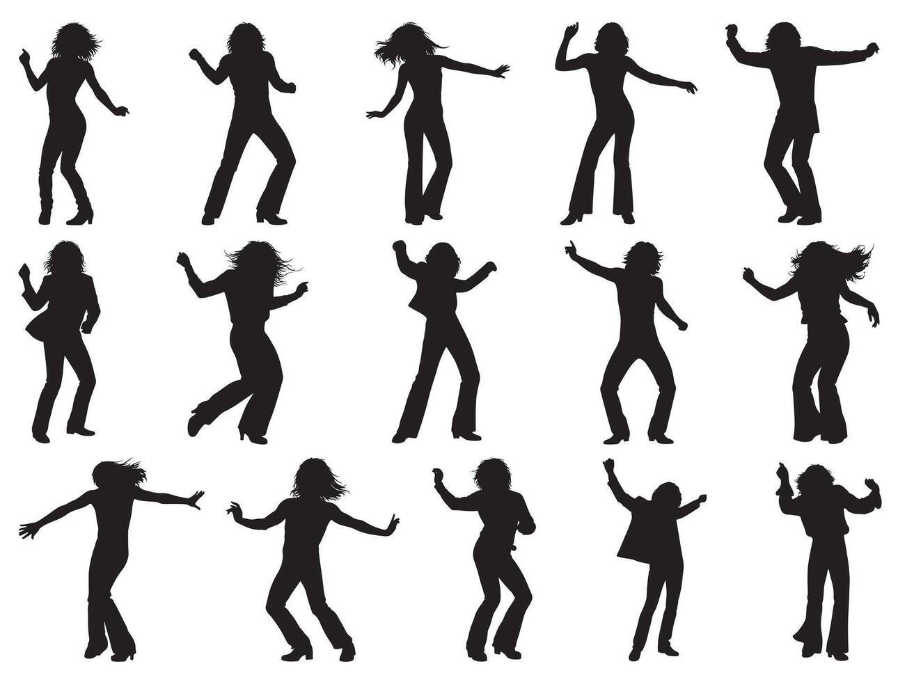 Disco Dancers silhouette vector